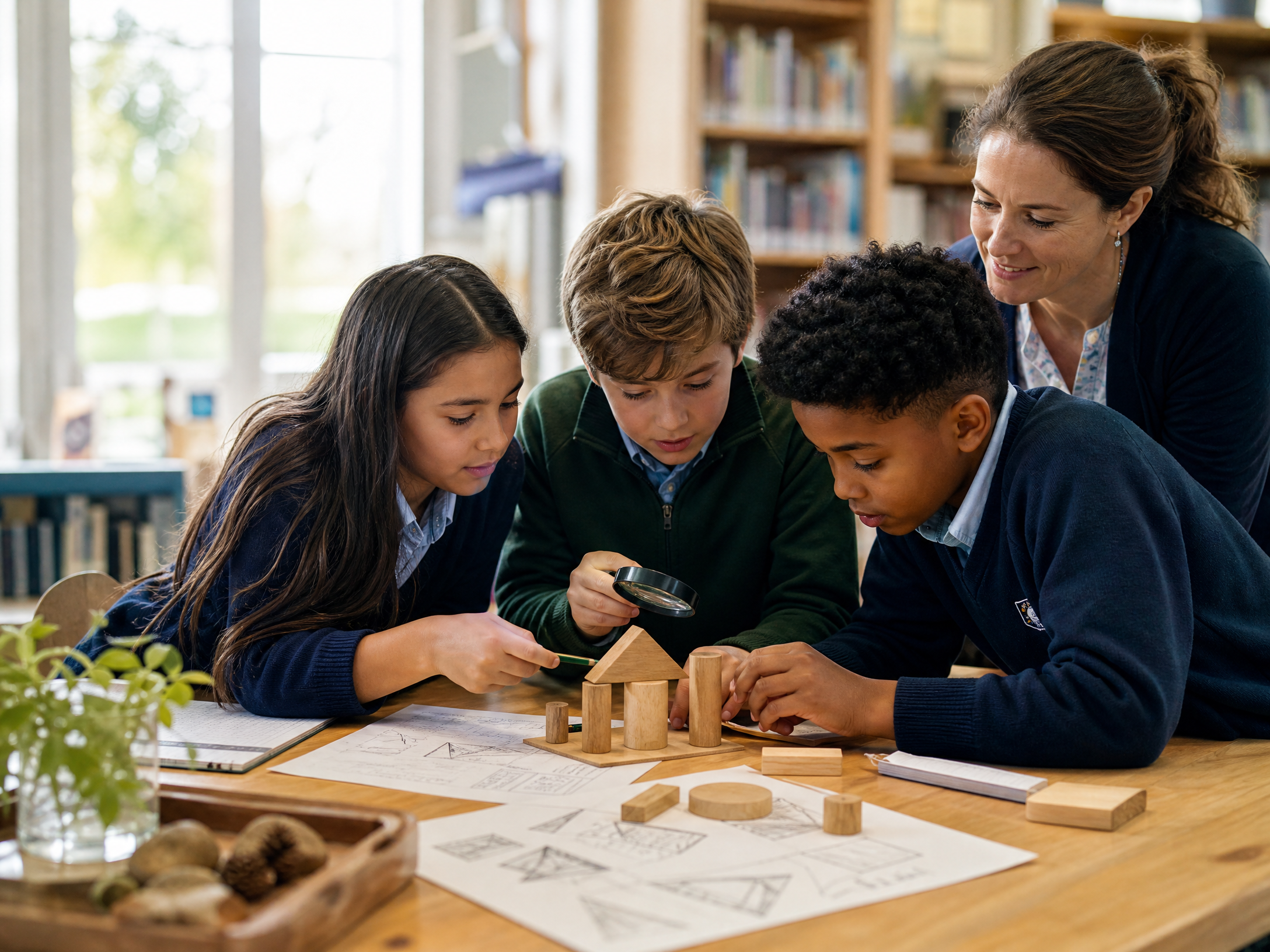 Students collaborating on a practical learning project